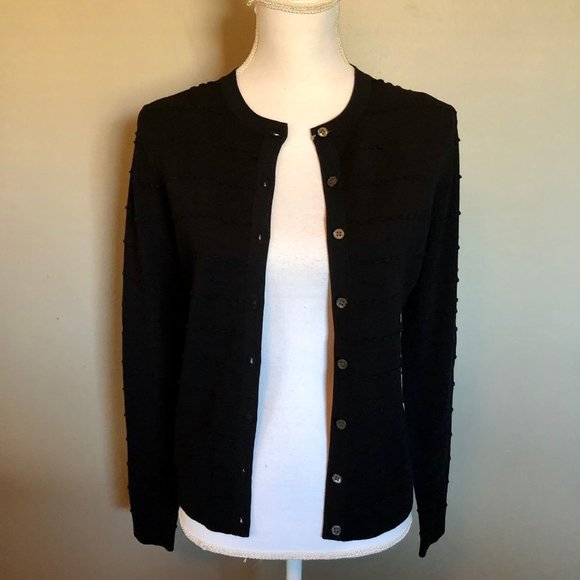 Ann Taylor Black Cardigan Womens S New Ruffled Detail - Picture 4 of 12